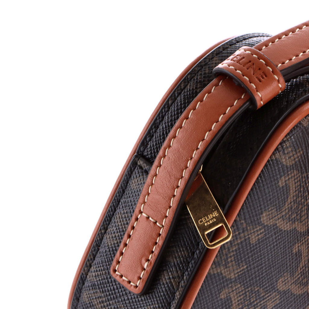 Cuir Triomphe Camera Shoulder Bag Embroidered Triomphe Coated Canvas with Leather Small