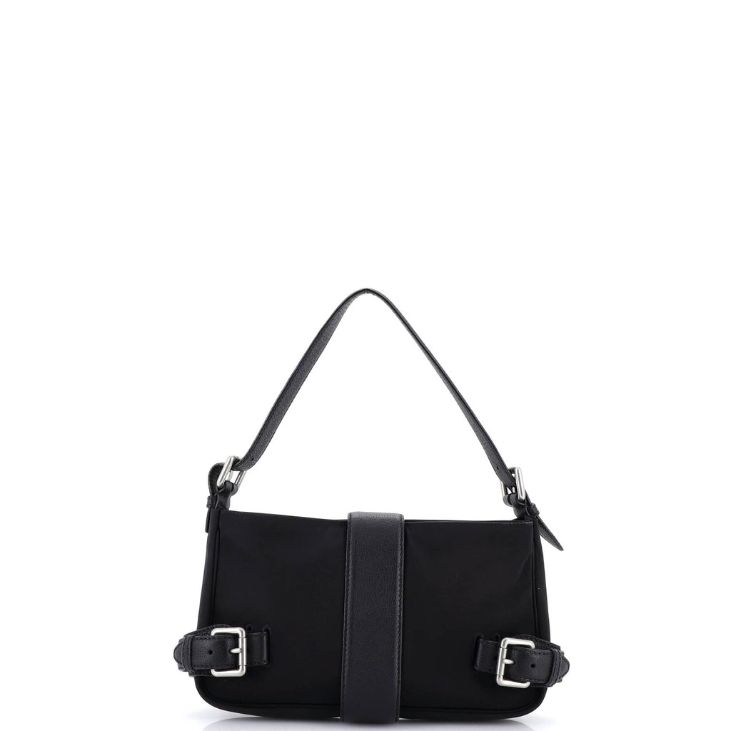 Buckle Shoulder Bag Nylon with Leather