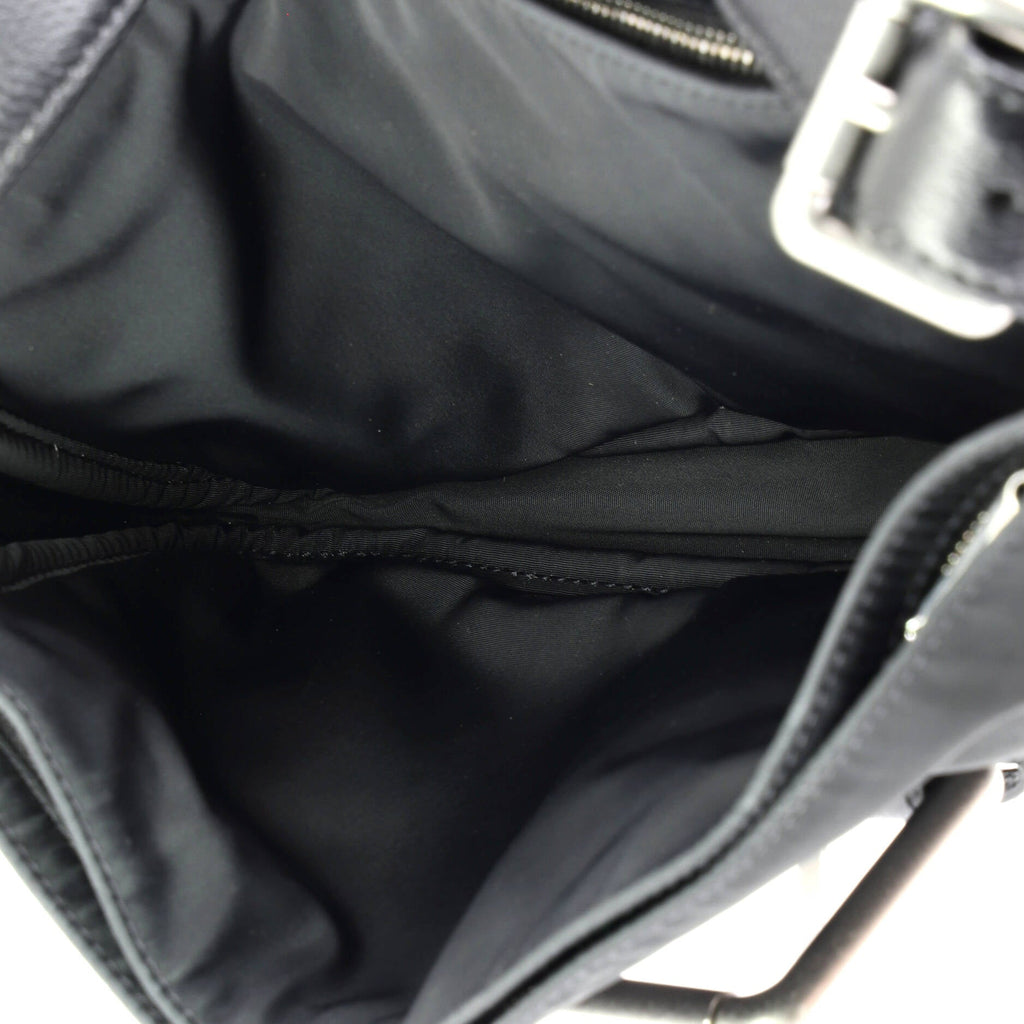 Buckle Shoulder Bag Nylon with Leather