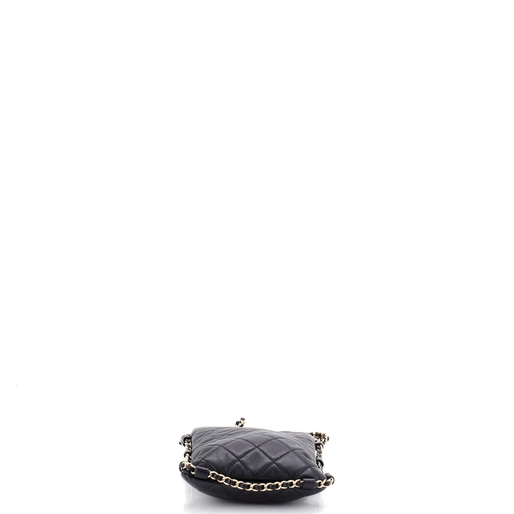 Chain Around Flat Phone Holder Crossbody Quilted Lambskin