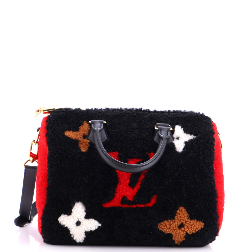 Speedy Bandouliere Bag Monogram Giant Teddy Fleece 25