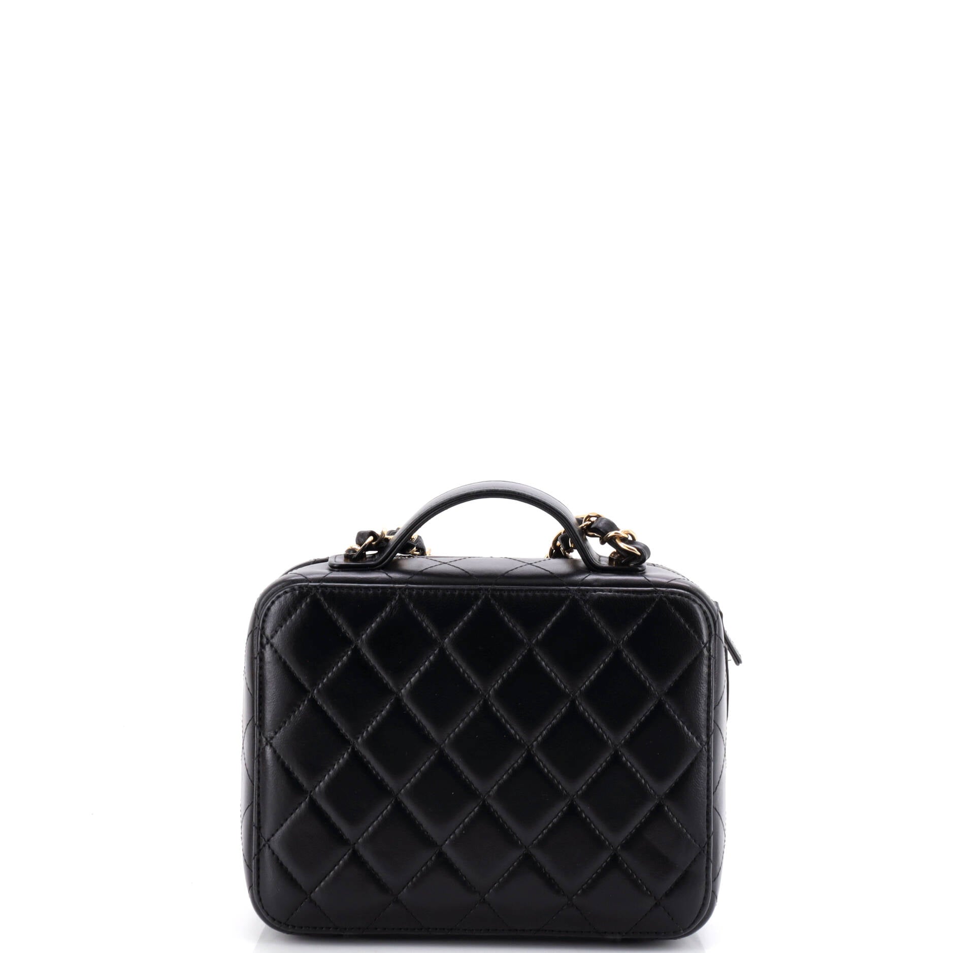 Golden Plate Vanity Case Quilted Metal and Lambskin Medium