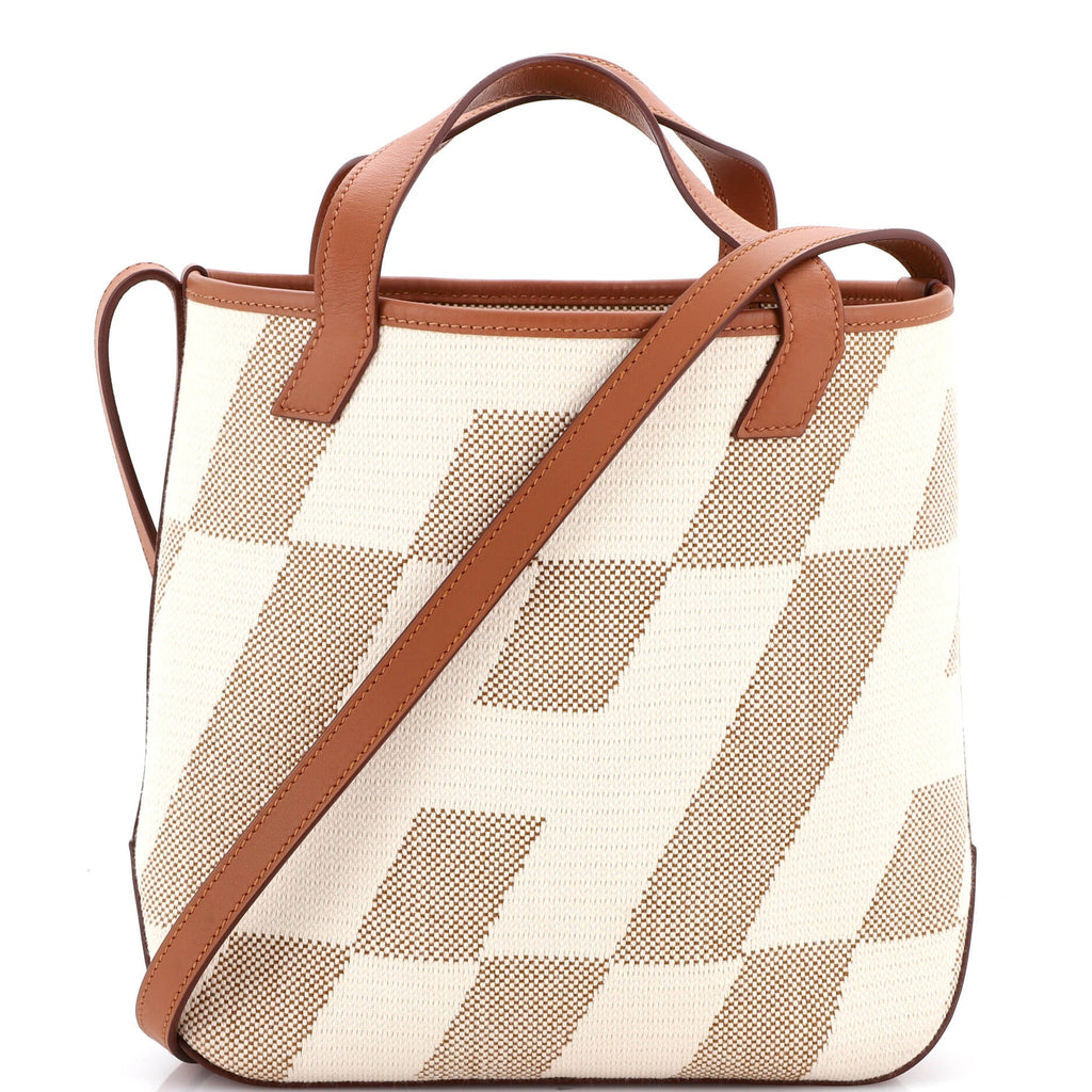 Cabas H en Biais Tote Canvas with Leather 27