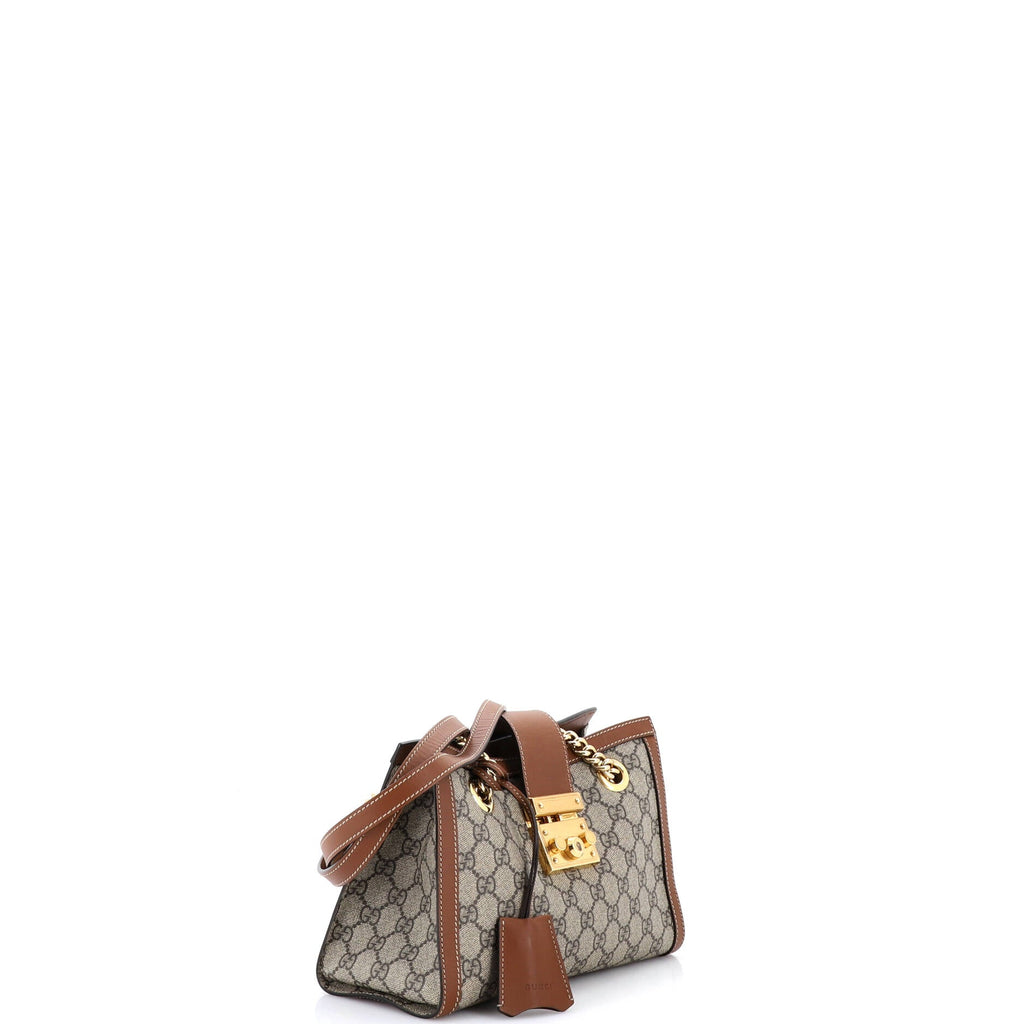 Padlock Chain Tote GG Coated Canvas with Leather Small