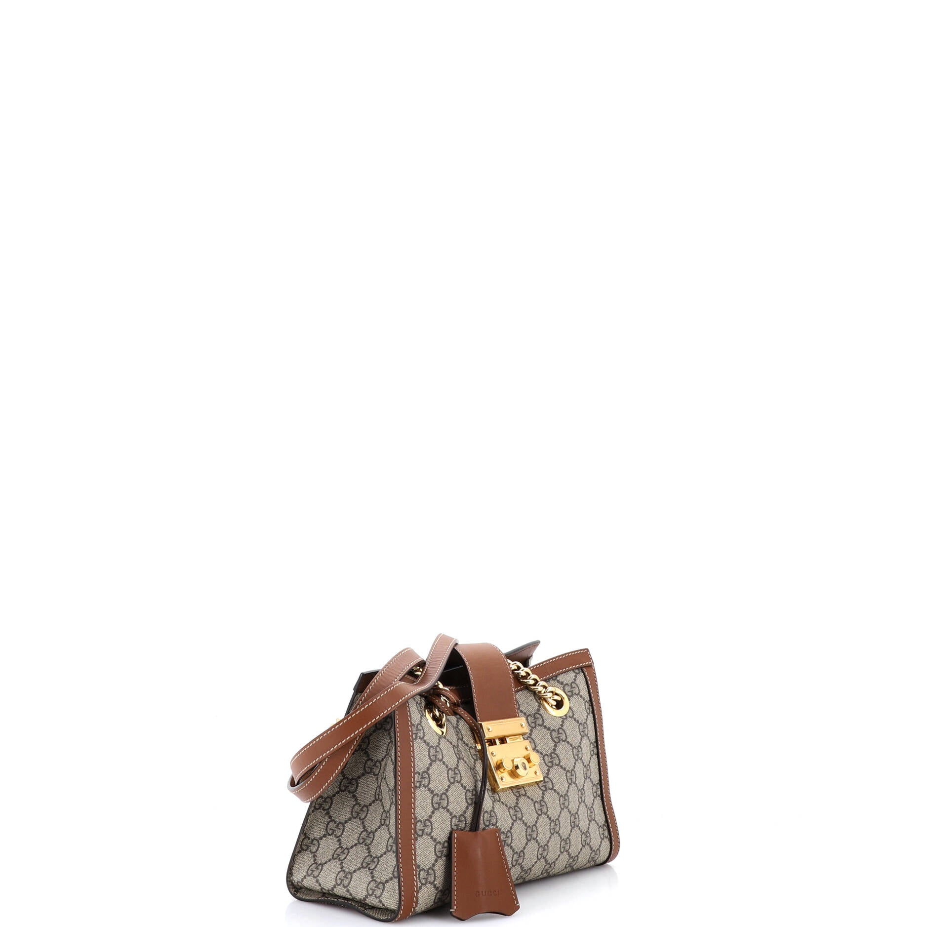 Padlock Chain Tote GG Coated Canvas with Leather Small