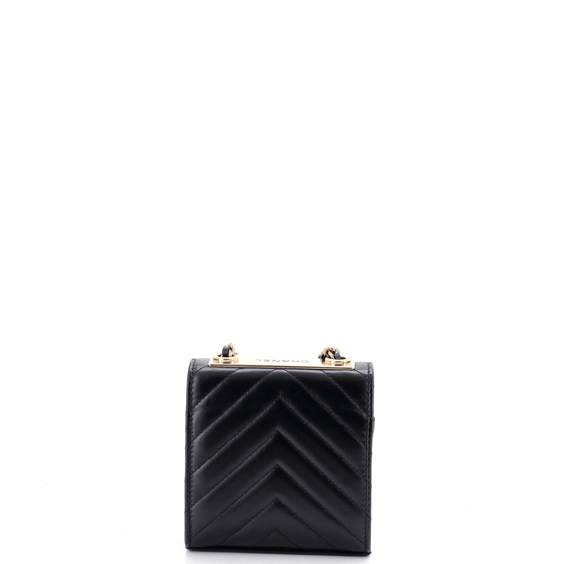 Trendy CC Clutch with Chain Chevron Lambskin Small
