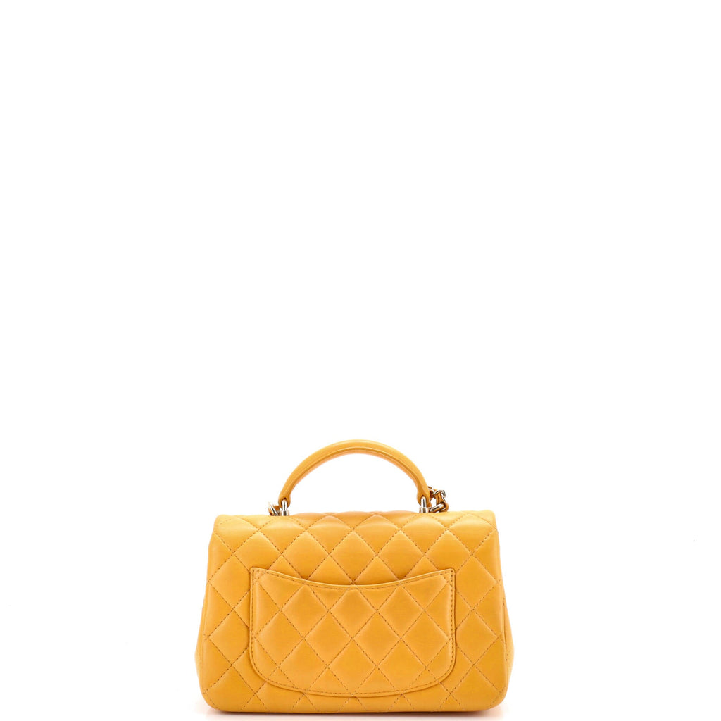 Classic Single Flap Top Handle Bag Quilted Lambskin Mini