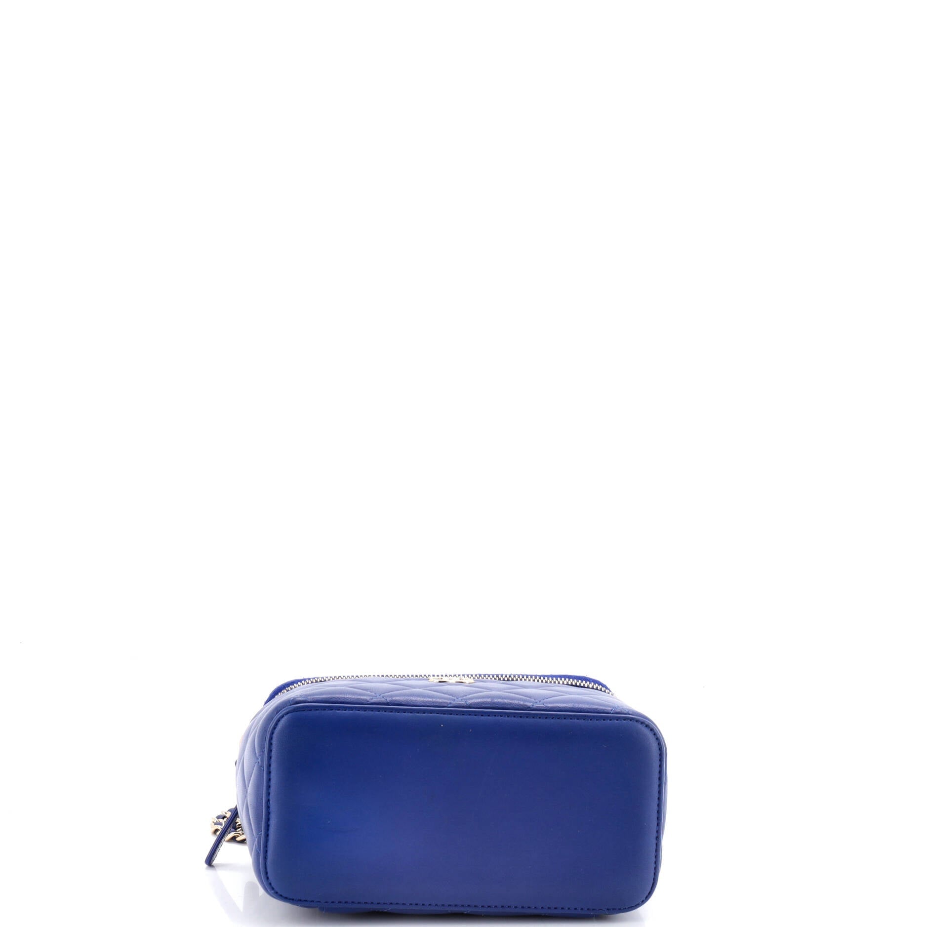 Classic Top Handle Vanity Case with Chain Quilted Lambskin Small
