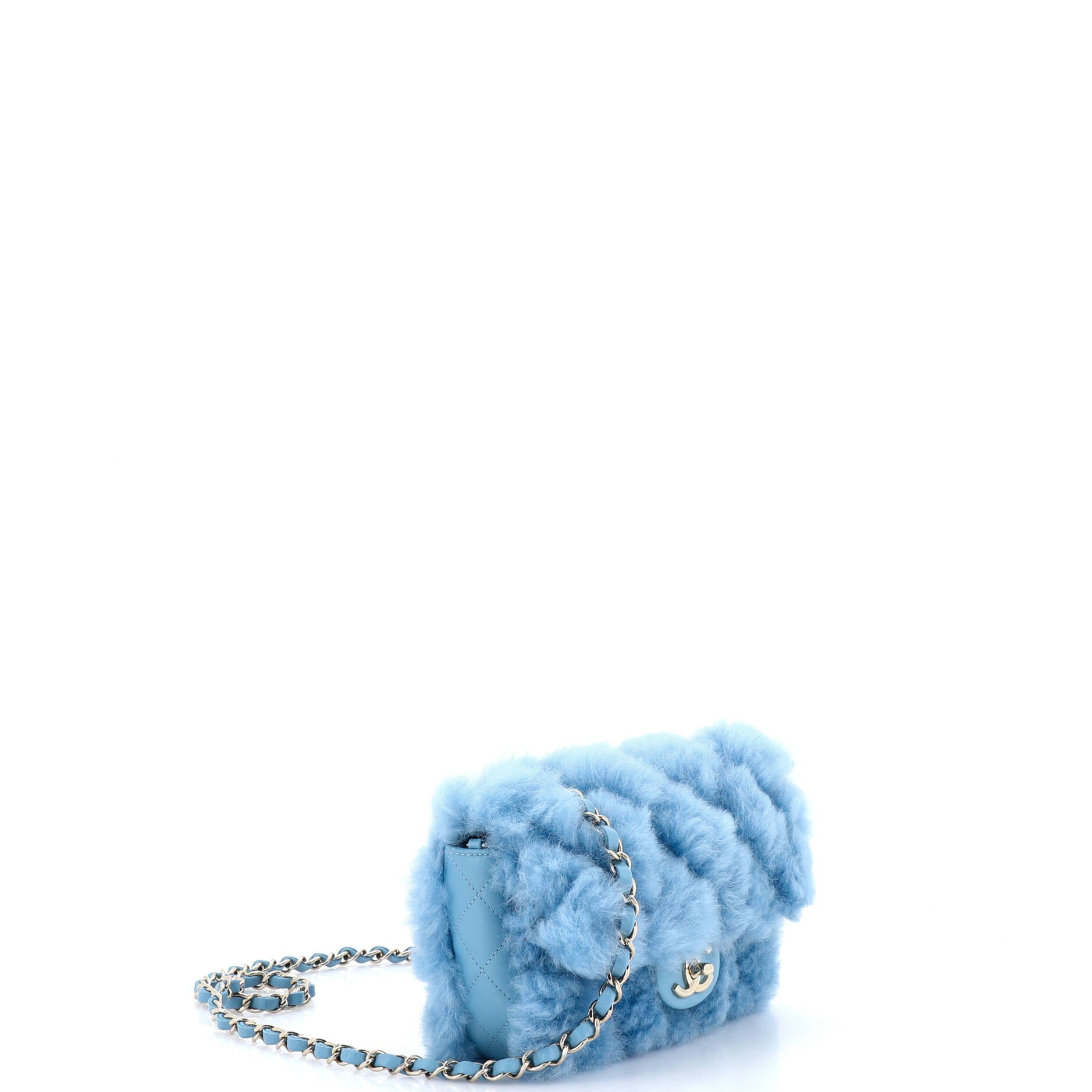 CC Chain Flap Bag Quilted Shearling with Lambskin Medium