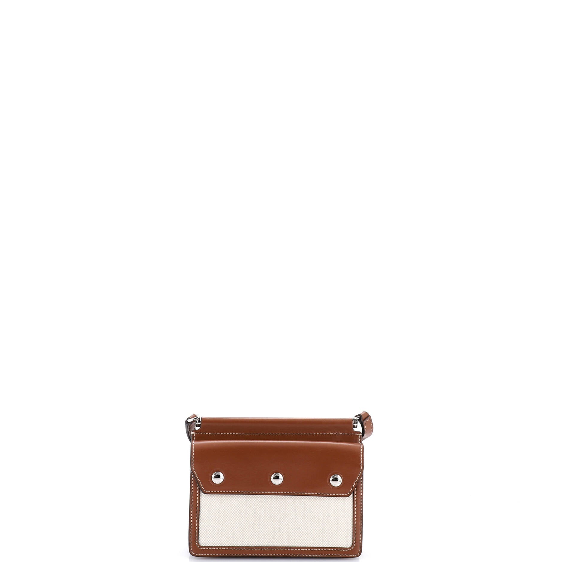 Logo Title Pocket Crossbody Bag Canvas and Leather Mini