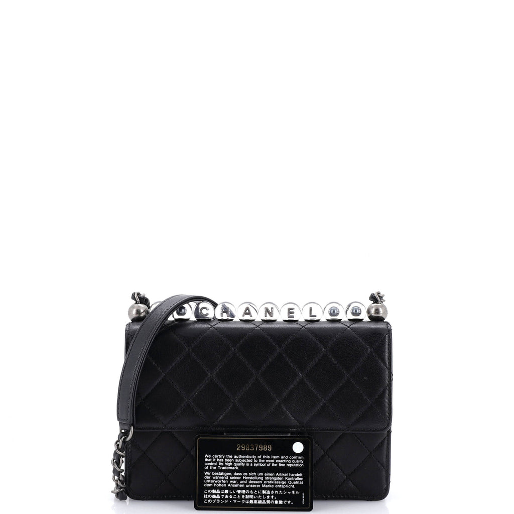 Chic Pearls Flap Bag Quilted Goatskin with Acrylic Beads Small