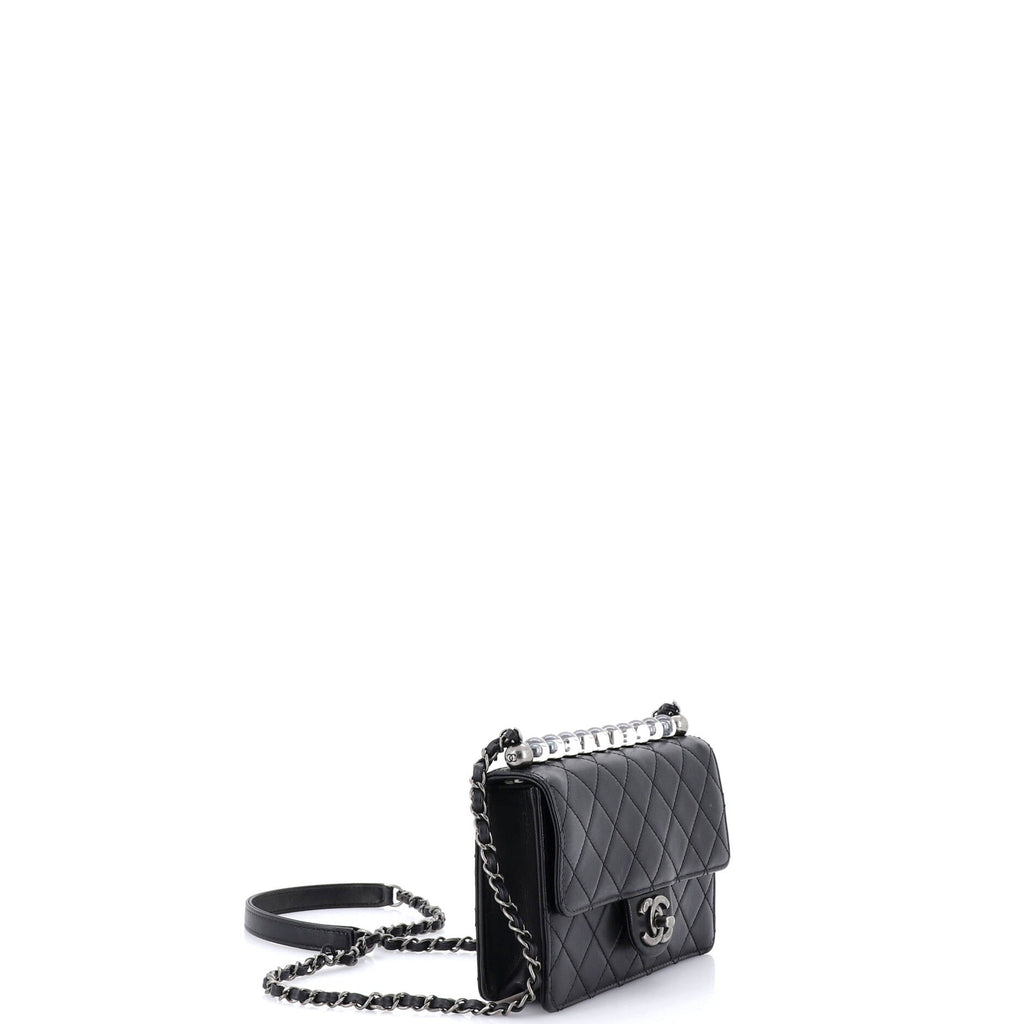 Chic Pearls Flap Bag Quilted Goatskin with Acrylic Beads Small