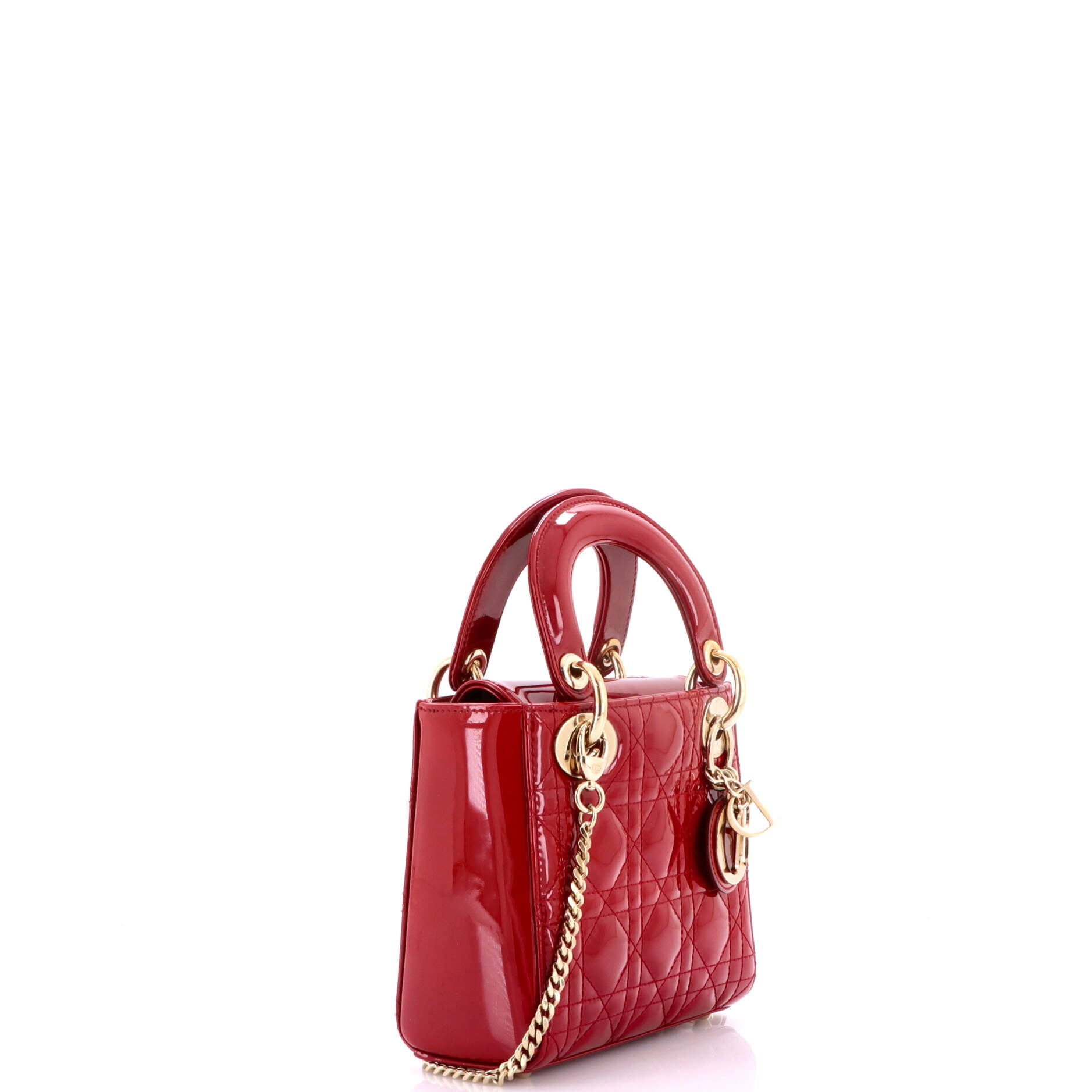 Lady Dior Chain Bag Cannage Quilt Patent Mini