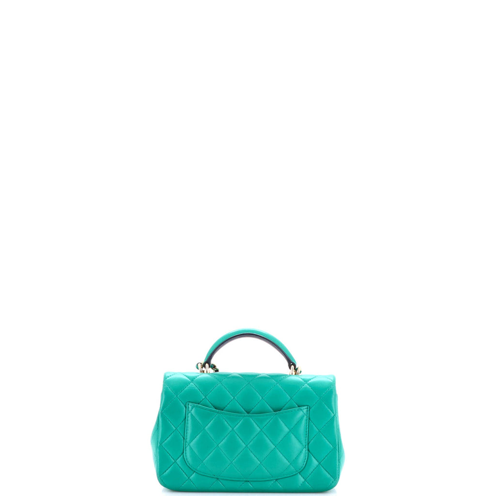 Classic Single Flap Top Handle Bag Quilted Lambskin Mini