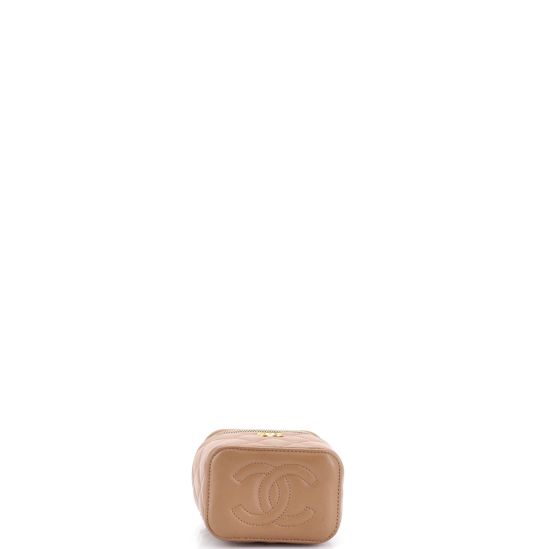 Classic Top Handle Vanity Case with Chain Quilted Lambskin Mini