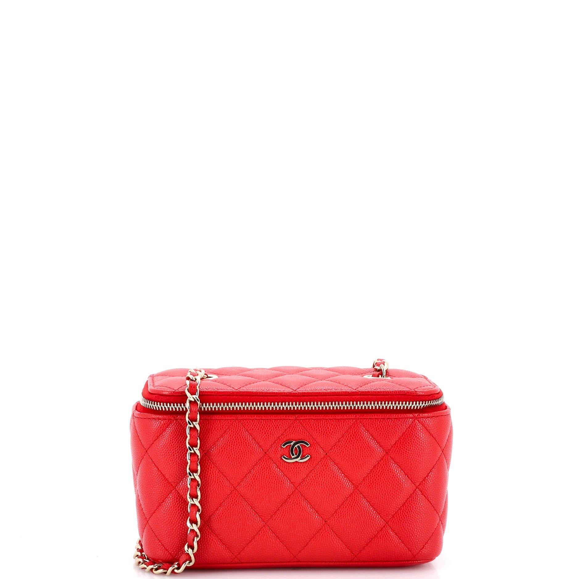 Classic Vanity Case with Chain Quilted Caviar Small