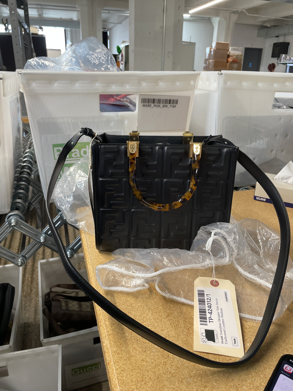 Sunshine Shopper Tote Zucca Embossed Leather Small