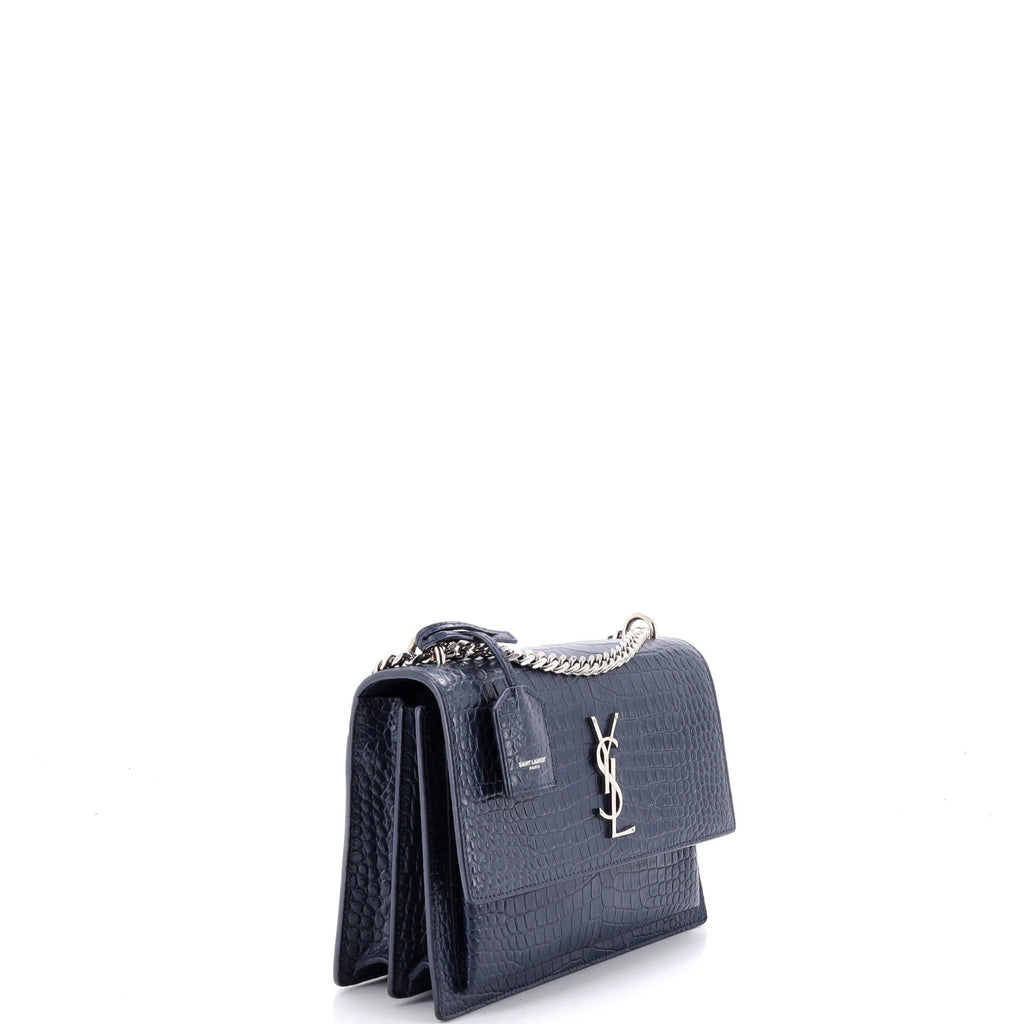 Sunset Crossbody Bag Crocodile Embossed Leather Medium