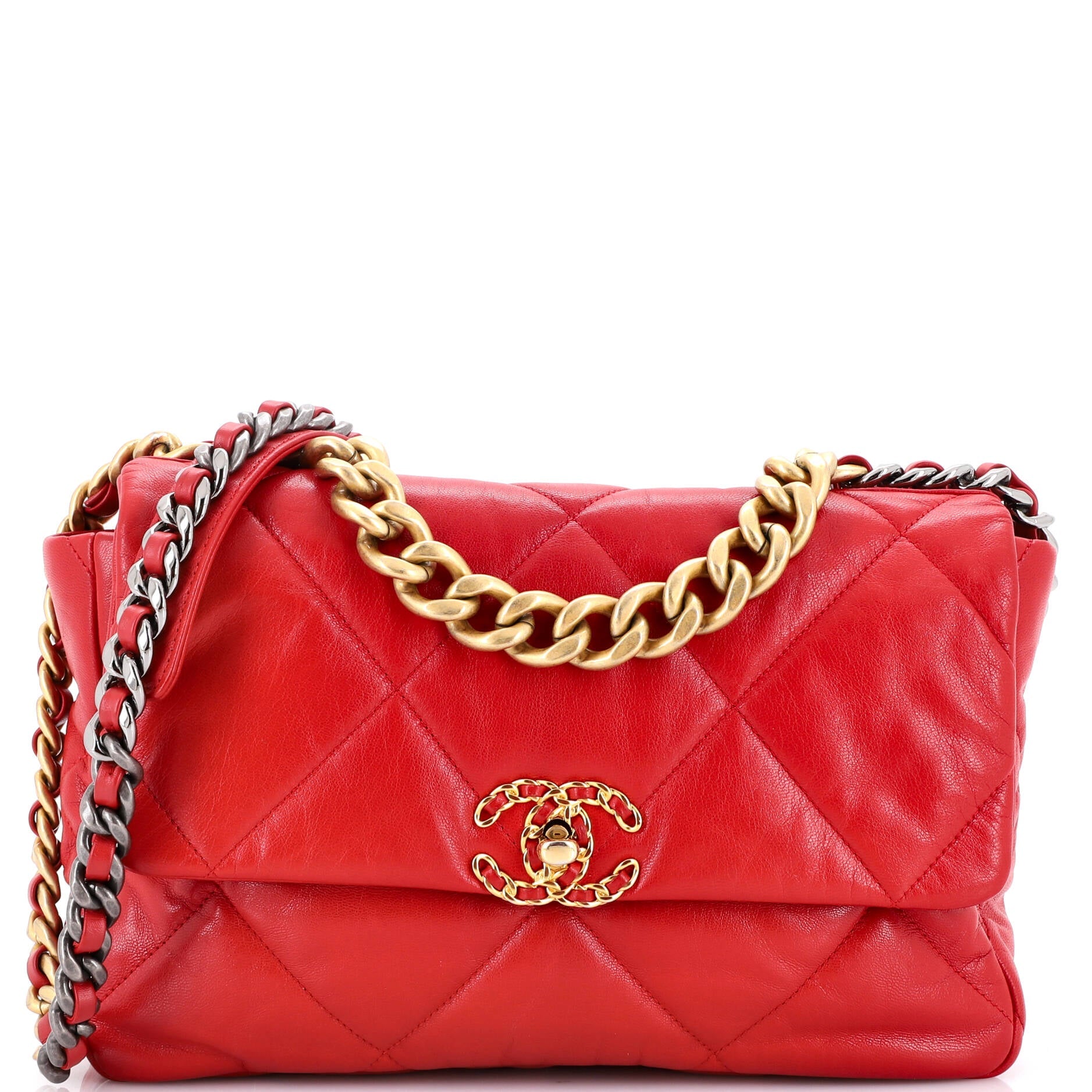 19 Flap Bag Quilted Leather Large