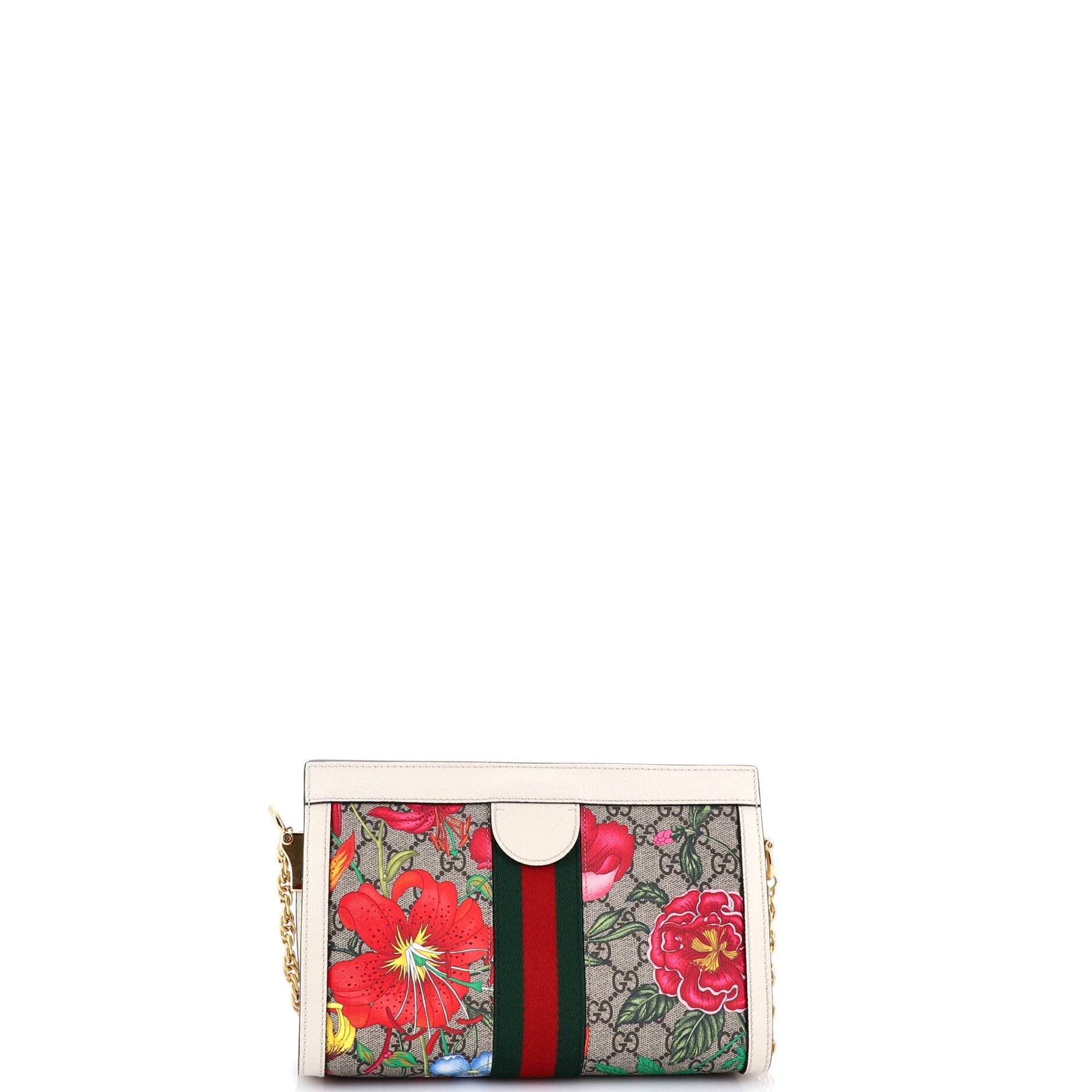 Ophidia Chain Shoulder Bag Flora GG Coated Canvas Small
