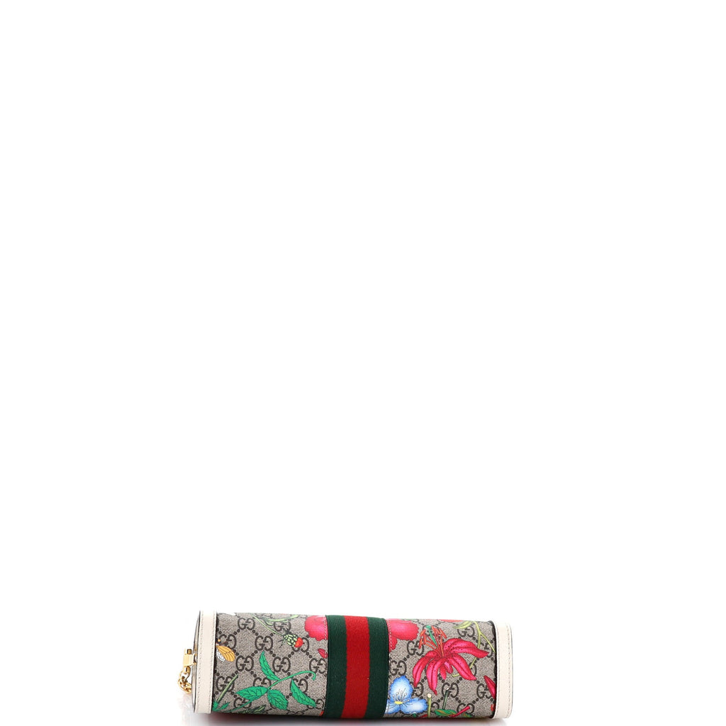 Ophidia Chain Shoulder Bag Flora GG Coated Canvas Small