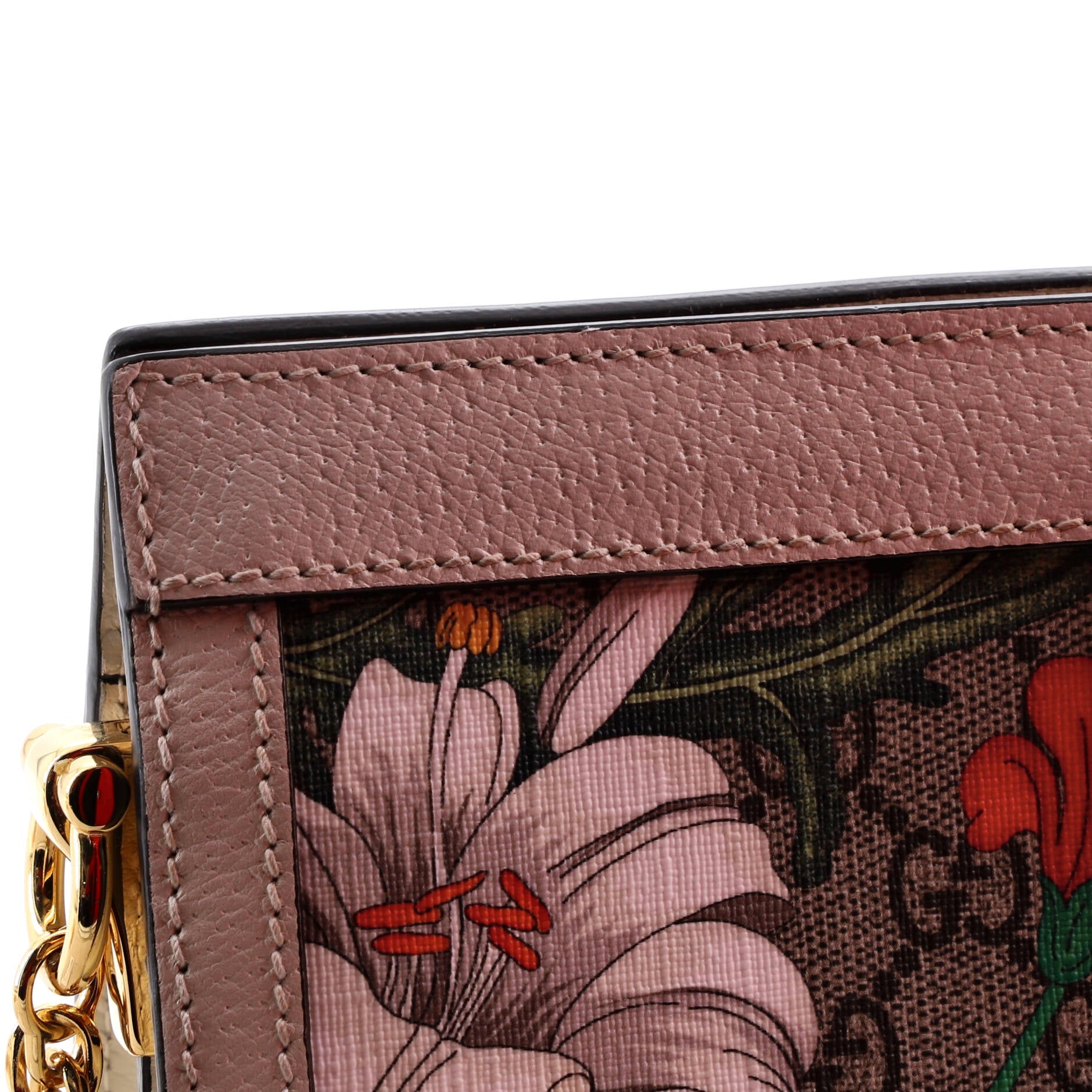 Ophidia Chain Shoulder Bag Flora GG Coated Canvas Small