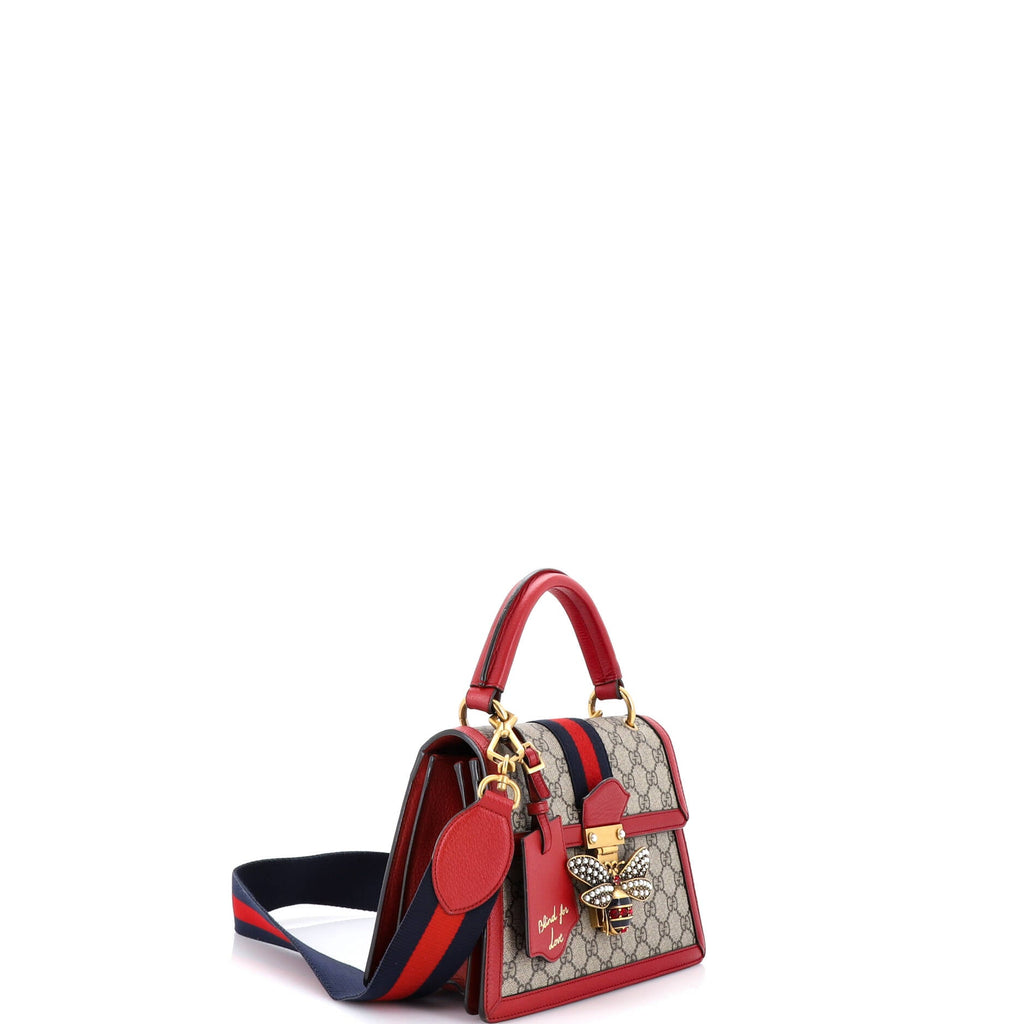 Queen Margaret Top Handle Bag GG Coated Canvas with Leather Small