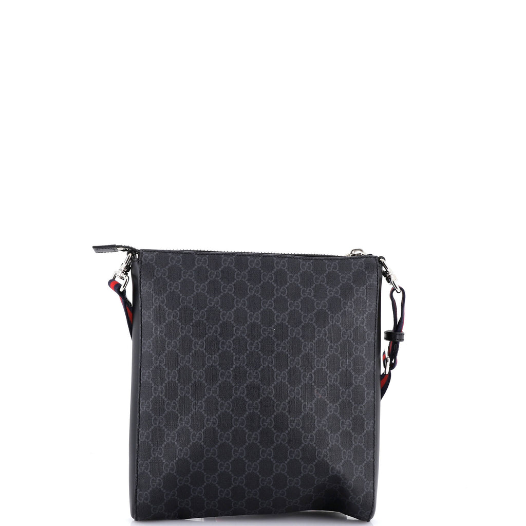 Web Strap Front Zip Messenger Bag GG Coated Canvas Medium