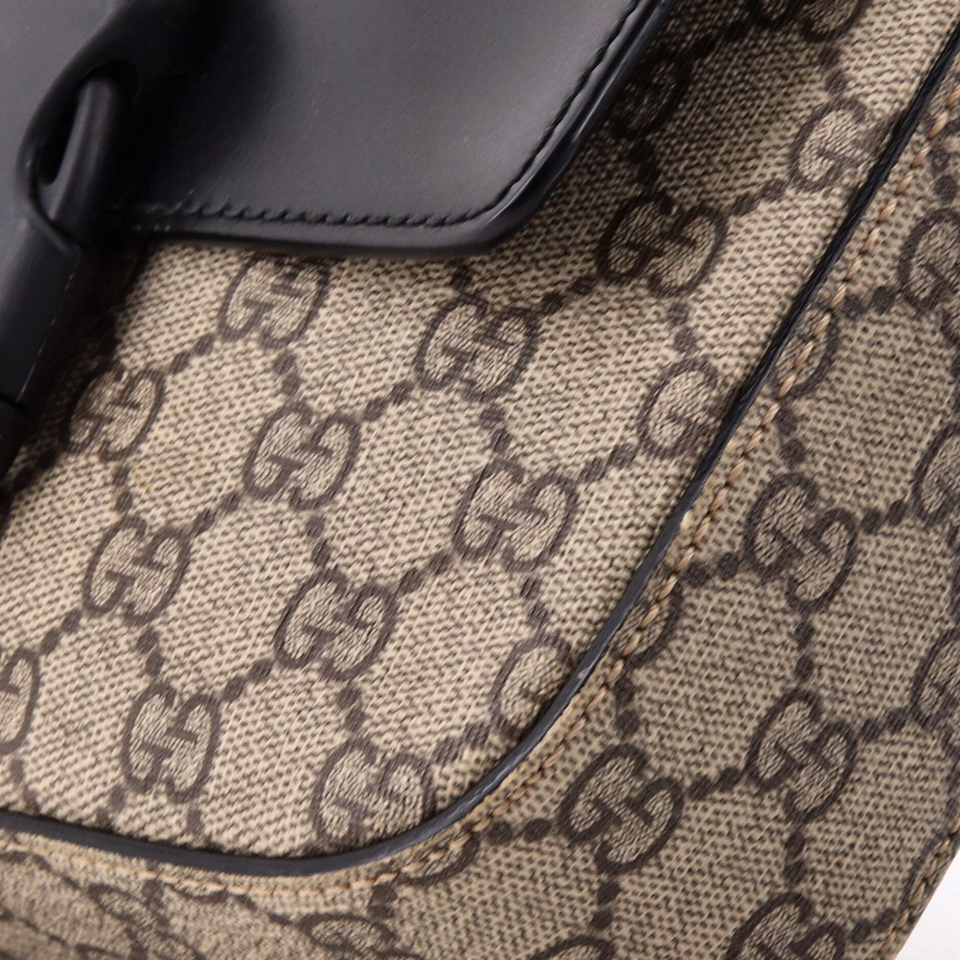 Buckle Flap Messenger Bag GG Coated Canvas with Leather Small