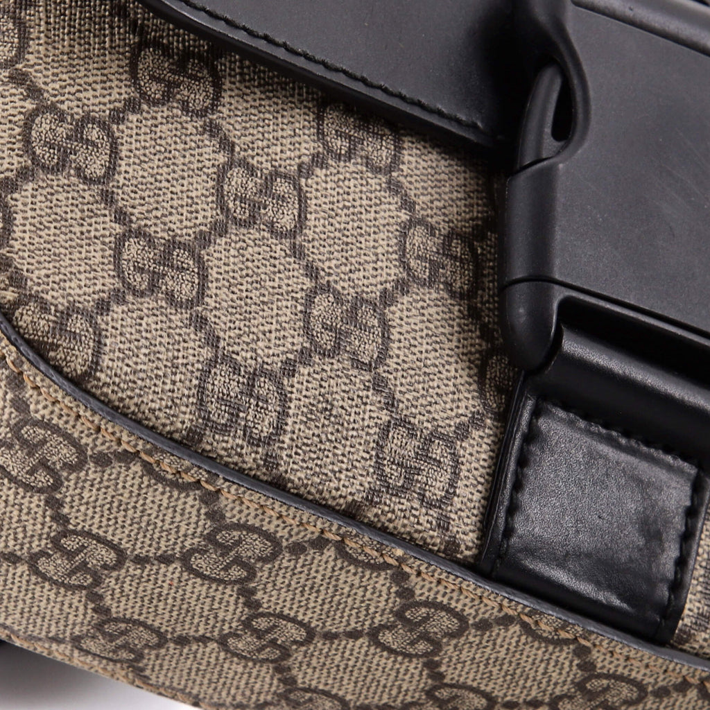 Buckle Flap Messenger Bag GG Coated Canvas with Leather Small
