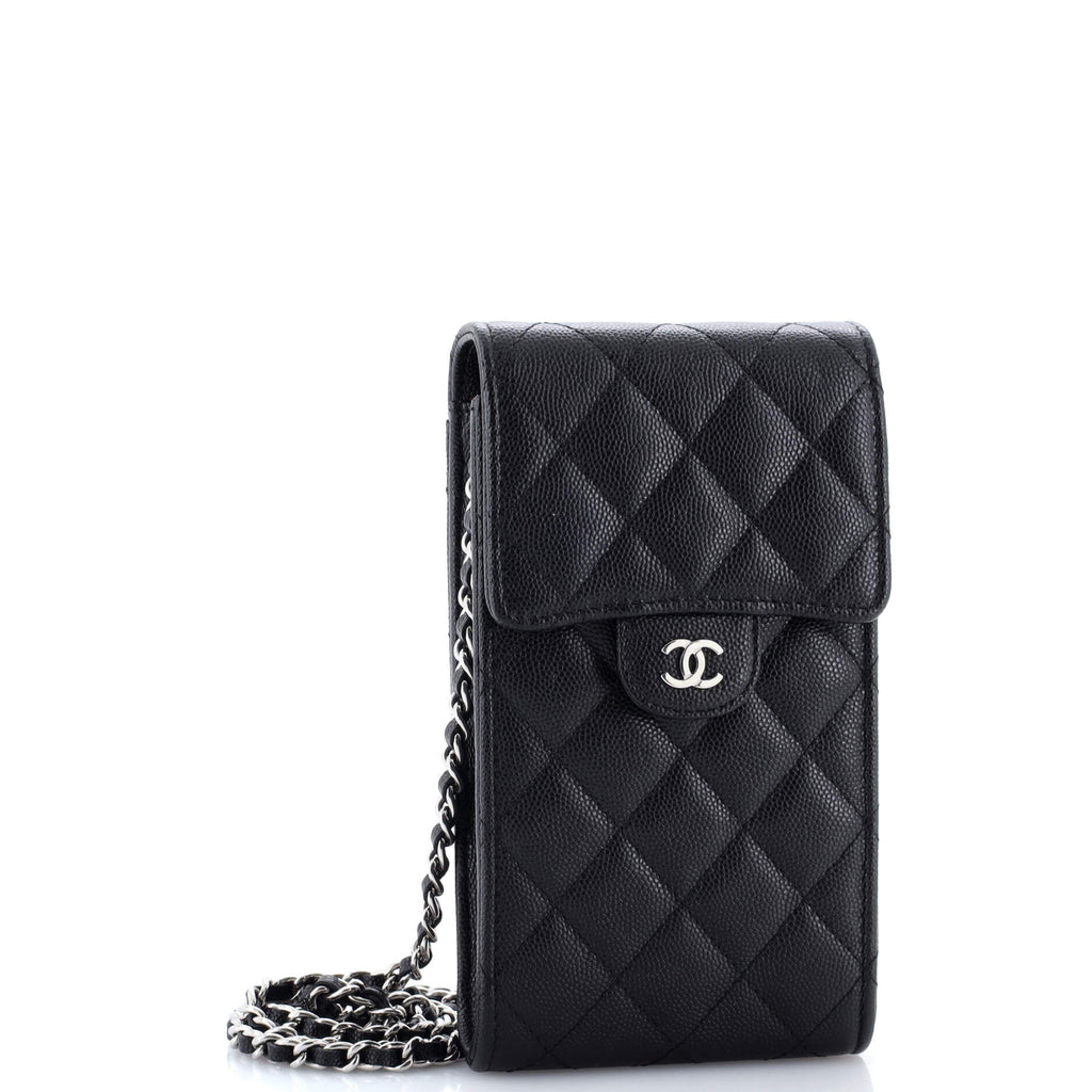 CC Flap Phone Holder Crossbody Bag Quilted Caviar