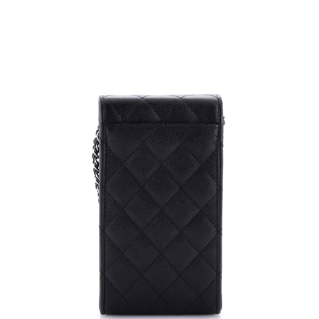 CC Flap Phone Holder Crossbody Bag Quilted Caviar