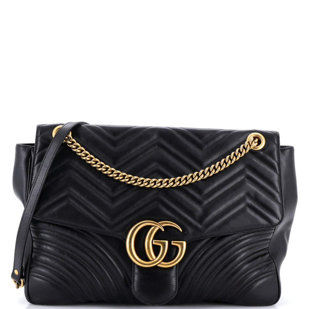 GG Marmont Flap Bag Matelasse Leather Large