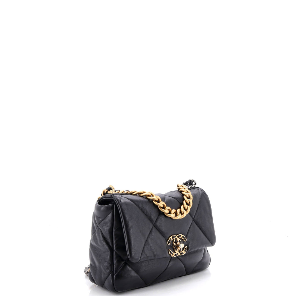 19 Flap Bag Quilted Stitched Lambskin Medium
