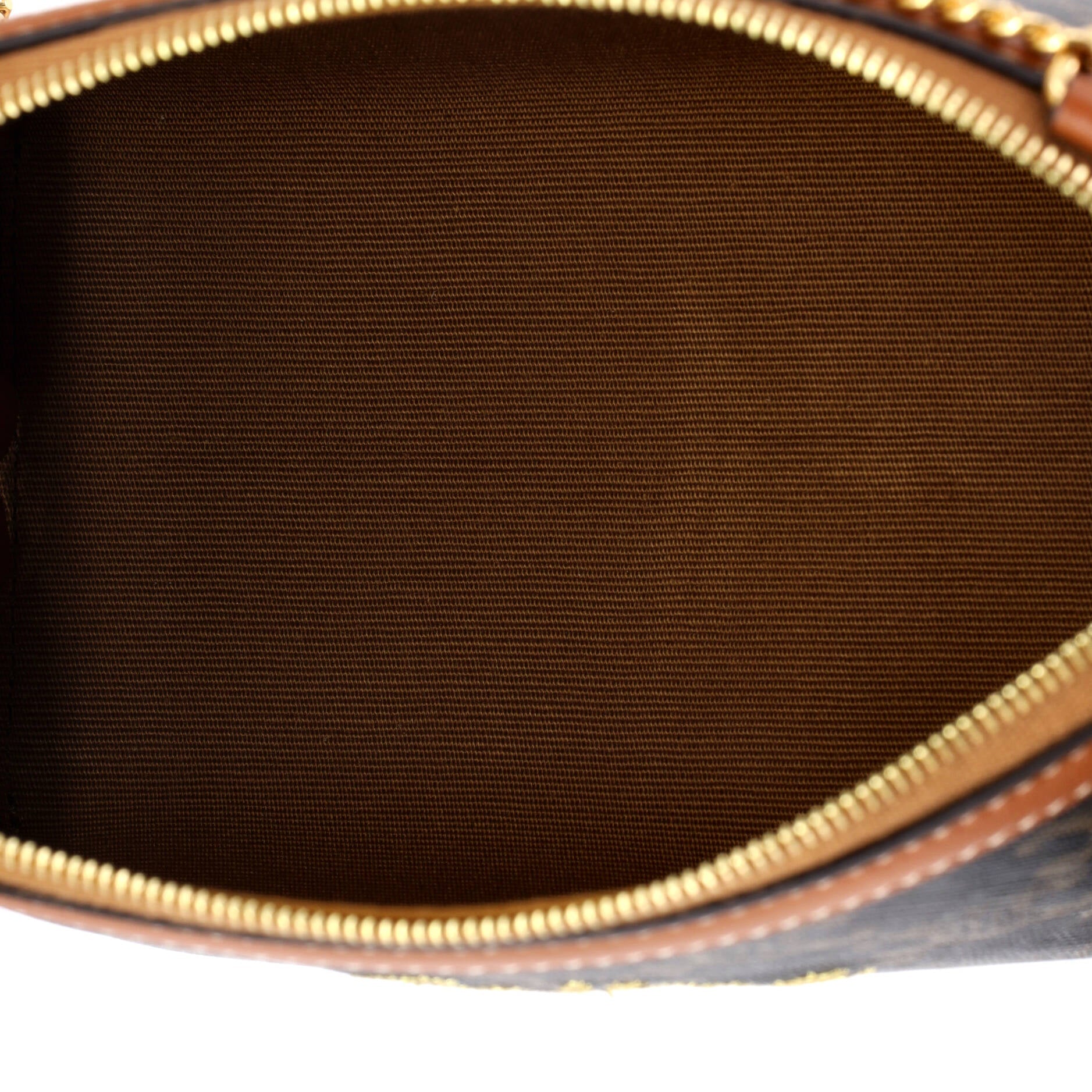 Zip Around Chain Clutch Embroidered Triomphe Coated Canvas