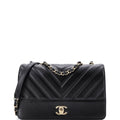Double Stitch Full Flap Bag Chevron Lambskin Medium