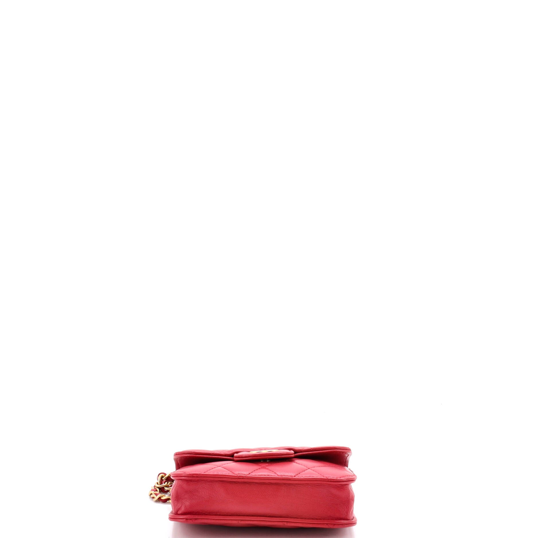 Top Handle Flap Coin Purse with Chain Quilted Lambskin