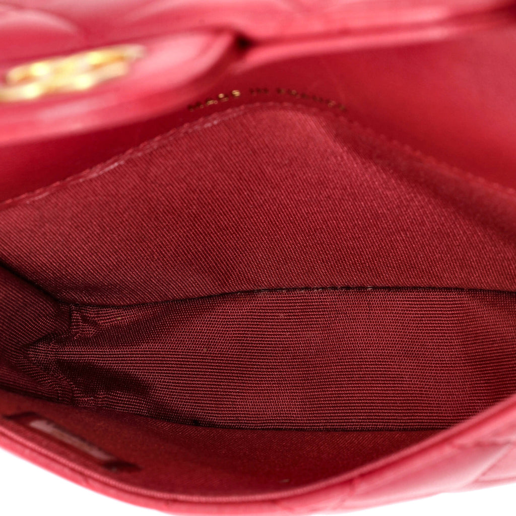 Top Handle Flap Coin Purse with Chain Quilted Lambskin