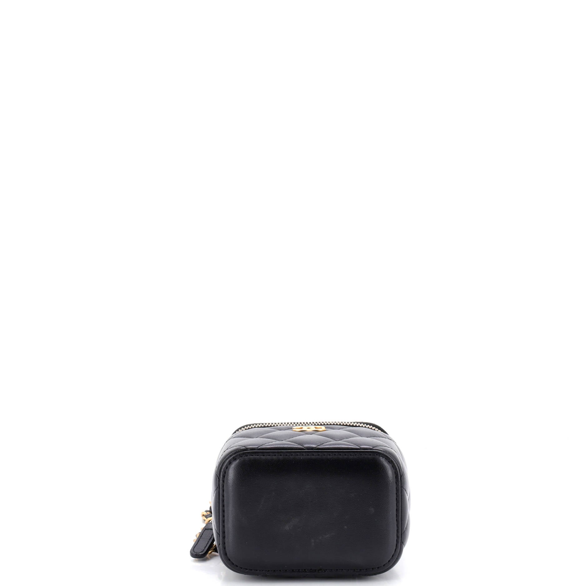 Classic Top Handle Vanity Case with Chain Quilted Lambskin Mini