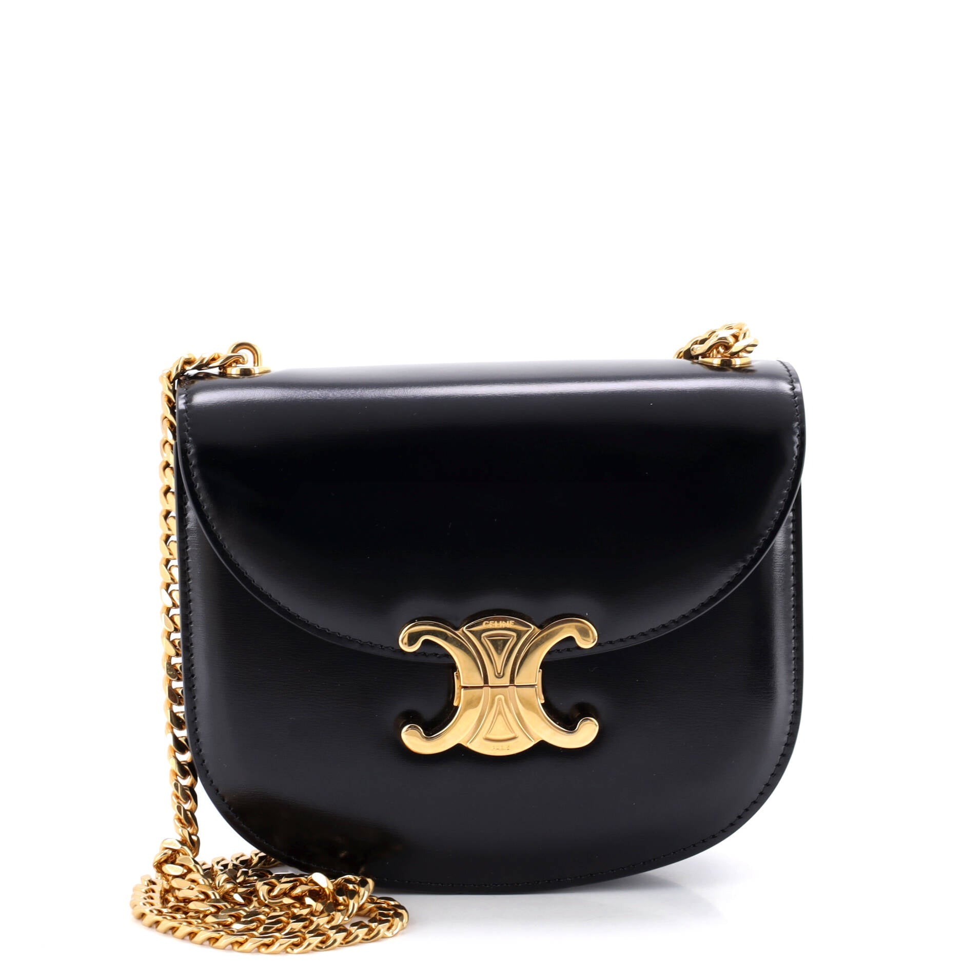 Triomphe Besace Clea Chain Flap Bag Leather
