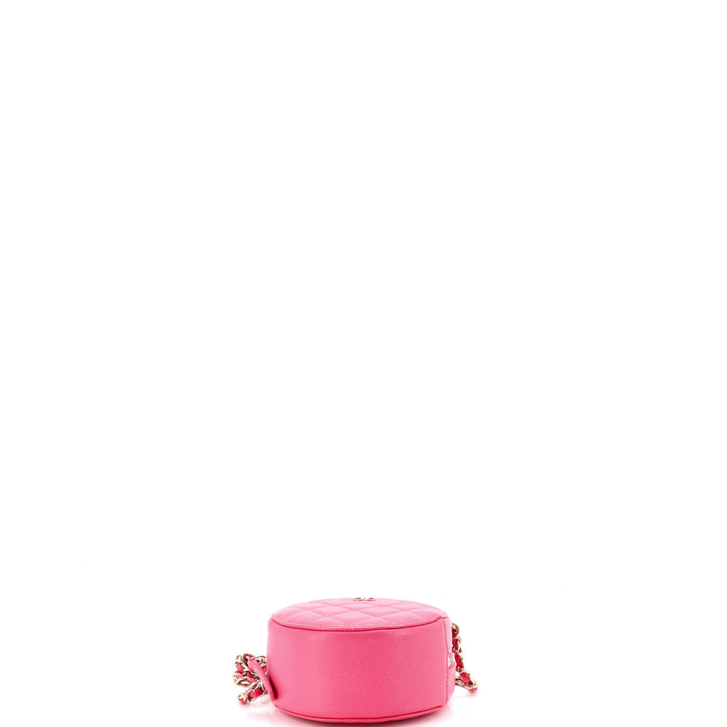 Round Clutch with Chain Quilted Caviar Mini