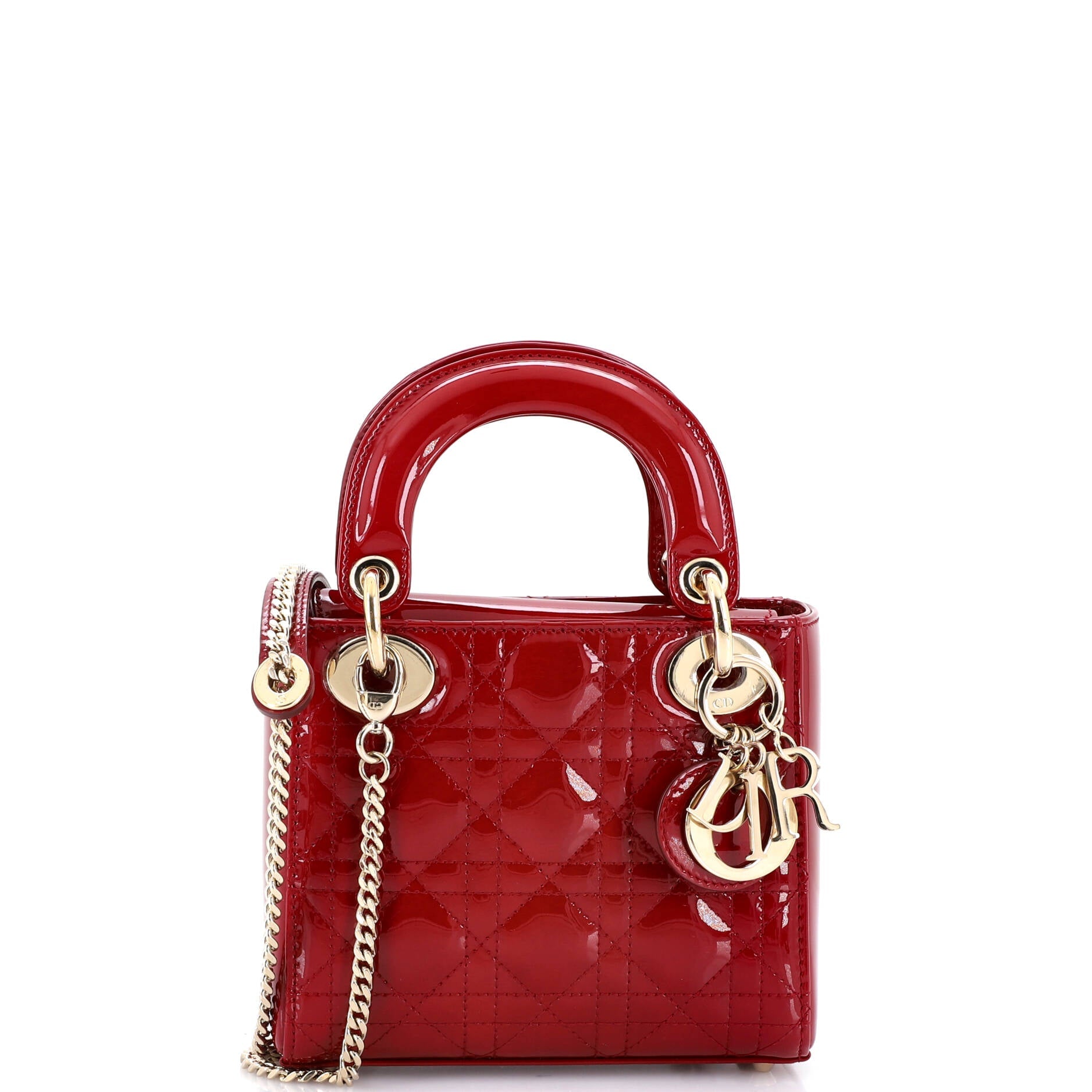 Lady Dior Chain Bag Cannage Quilt Patent Mini