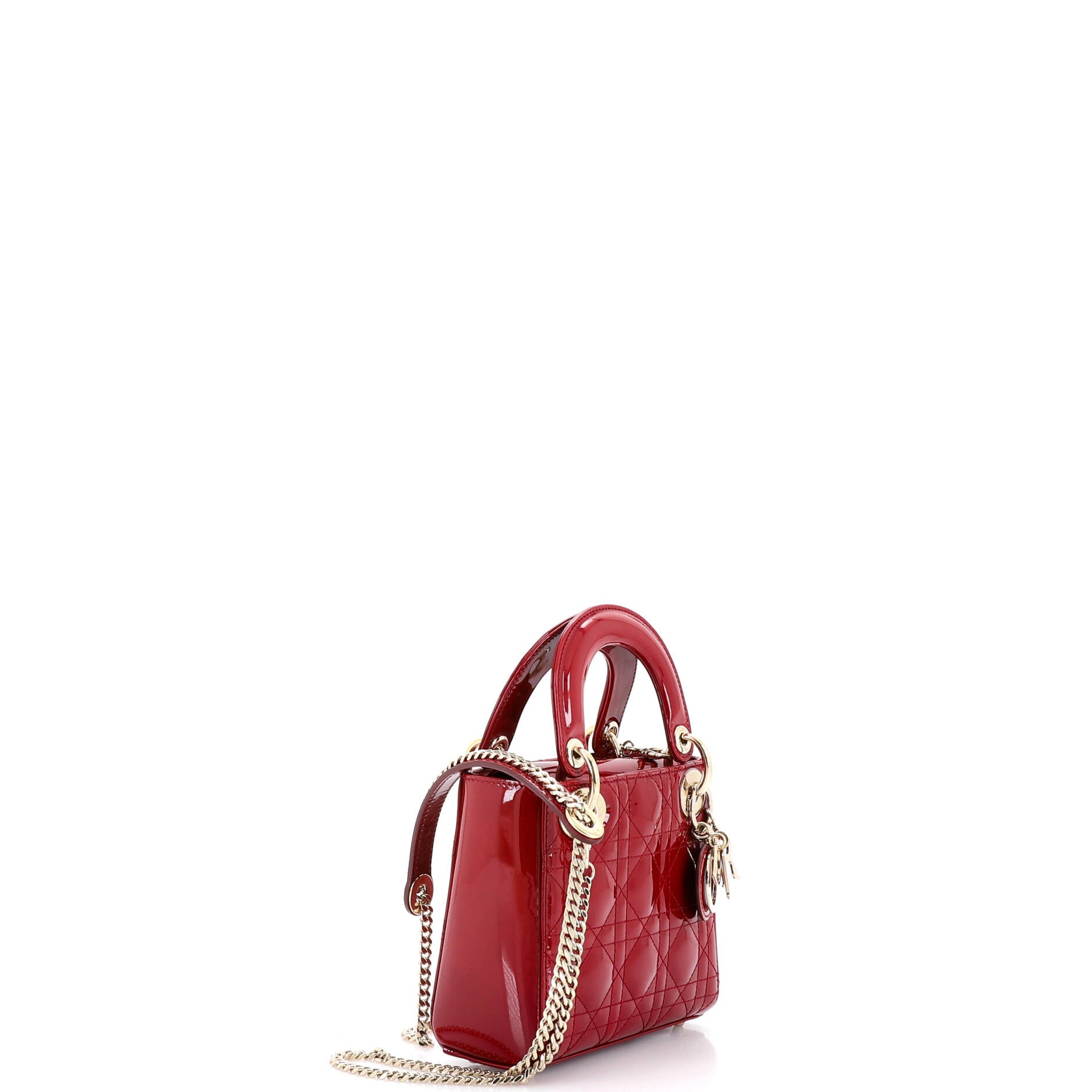 Lady Dior Chain Bag Cannage Quilt Patent Mini