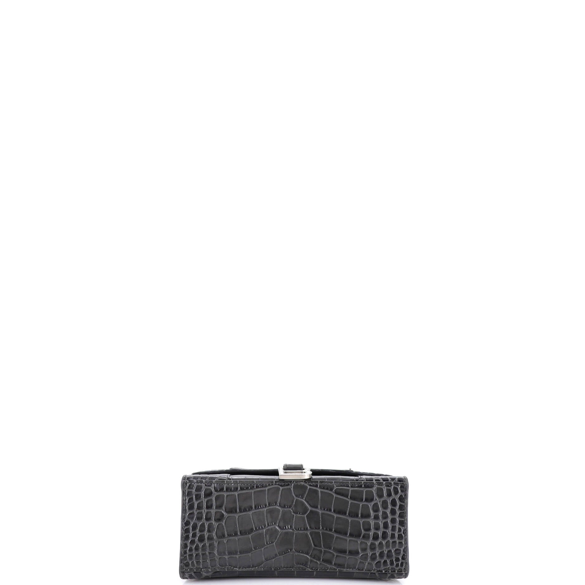 Hourglass Top Handle Bag Crocodile Embossed Leather Small