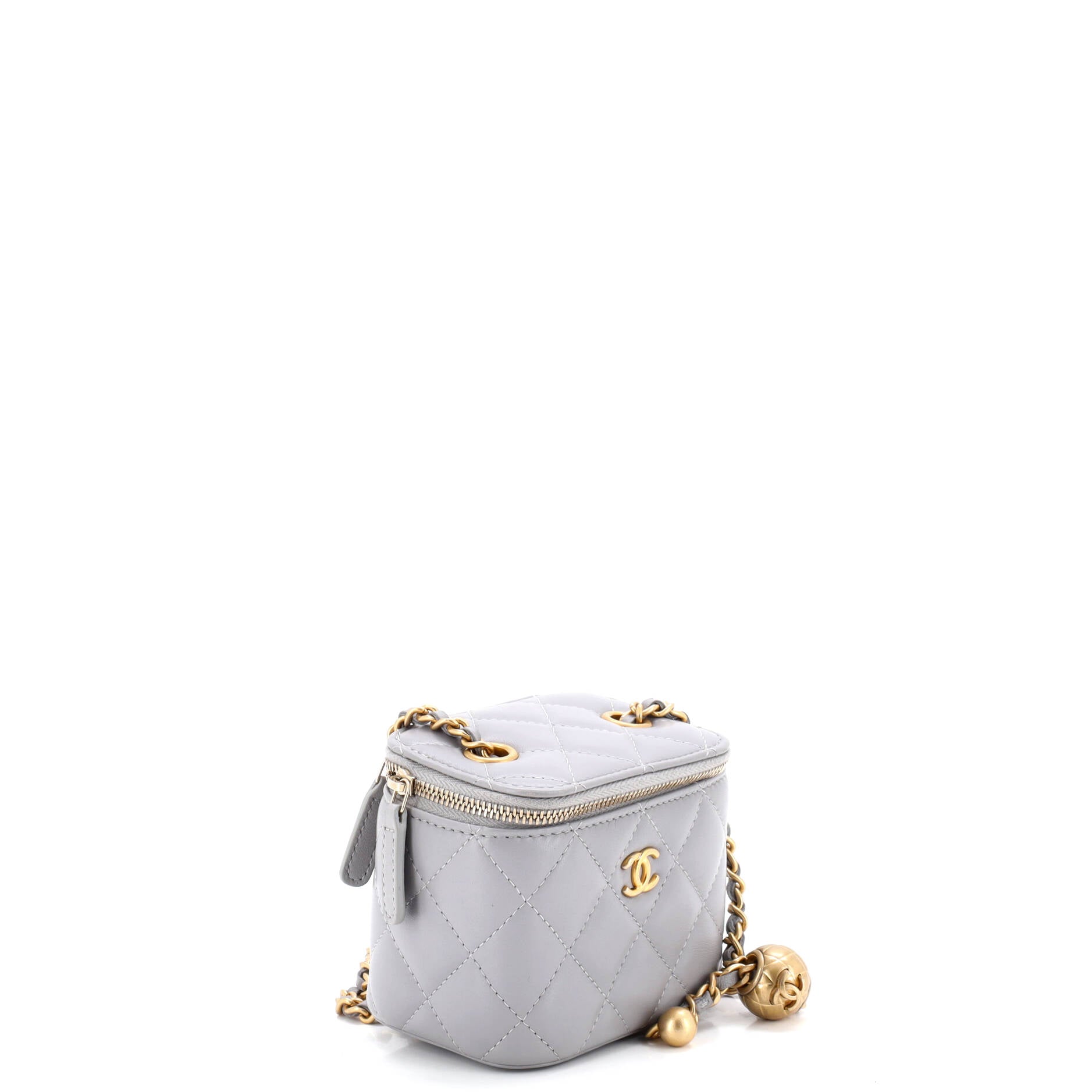 Pearl Crush Vanity Case with Chain Quilted Lambskin Mini
