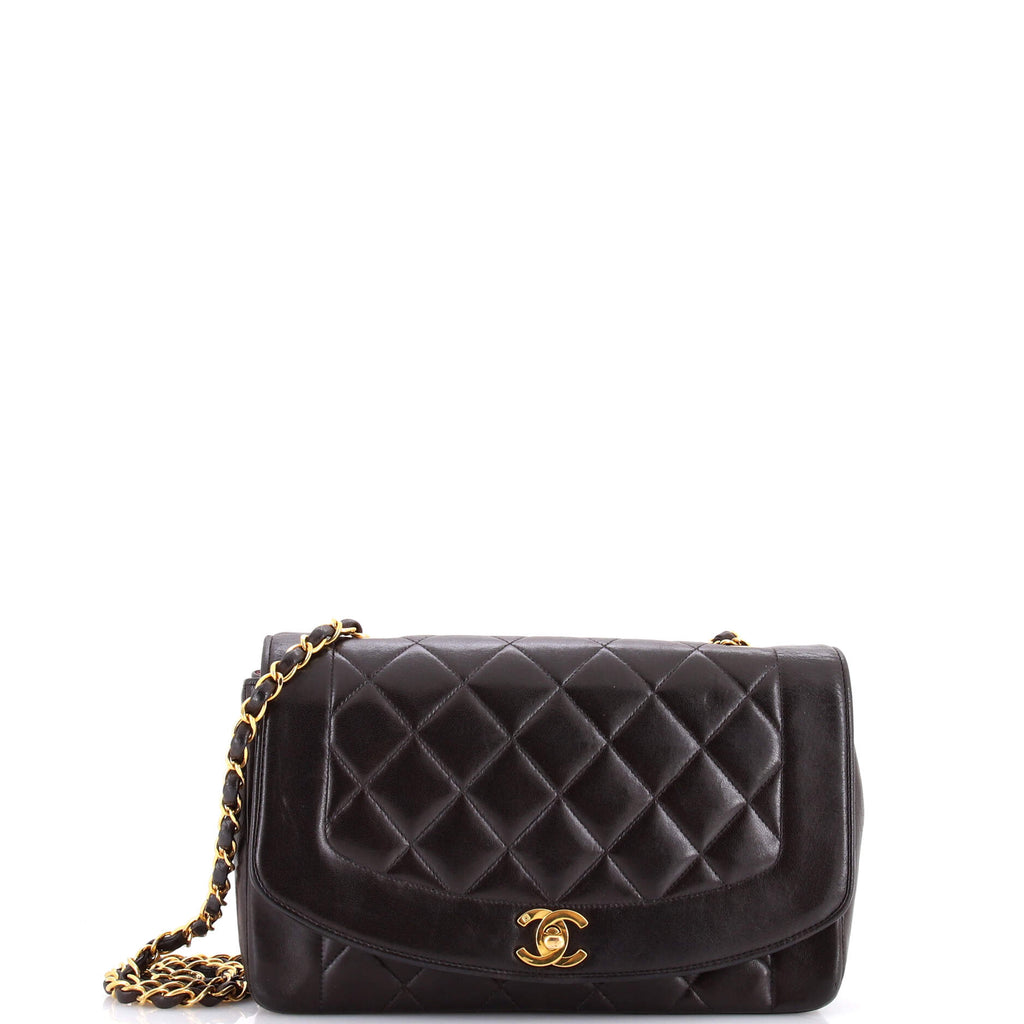 Vintage Diana Flap Bag Quilted Caviar Medium
