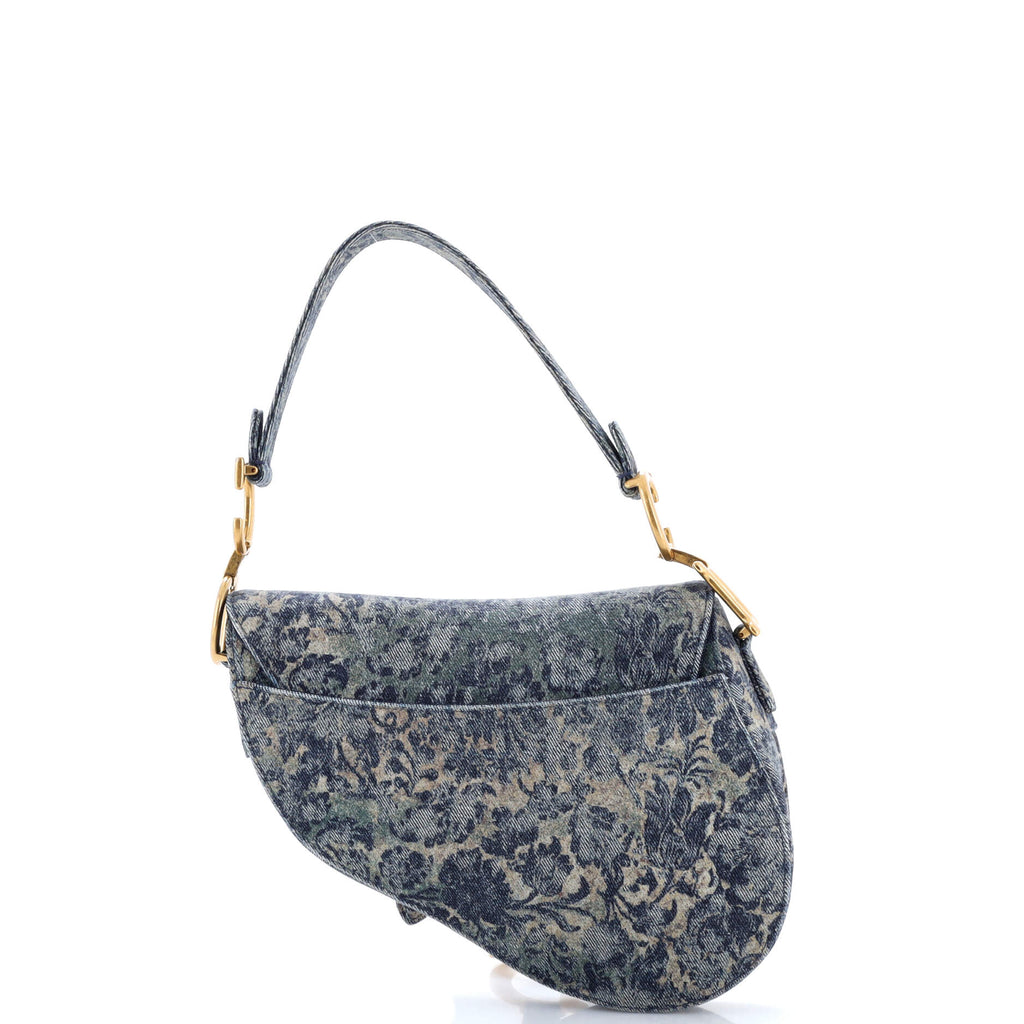Saddle Handbag Printed Denim Medium