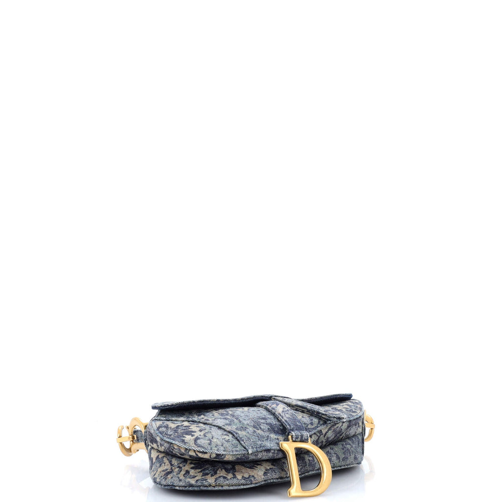 Saddle Handbag Printed Denim Medium