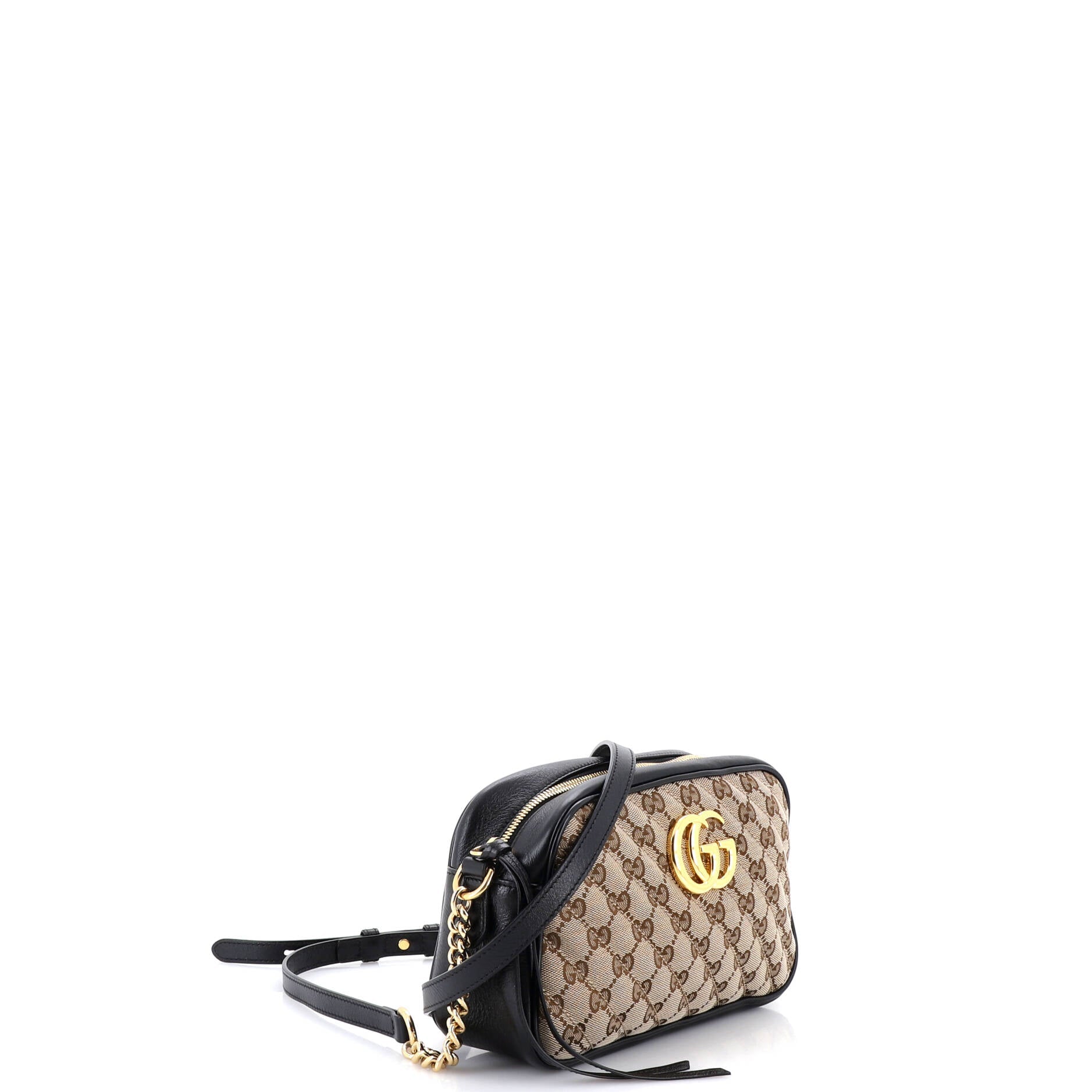 GG Marmont Shoulder Bag Diagonal Quilted GG Canvas with Leather Small