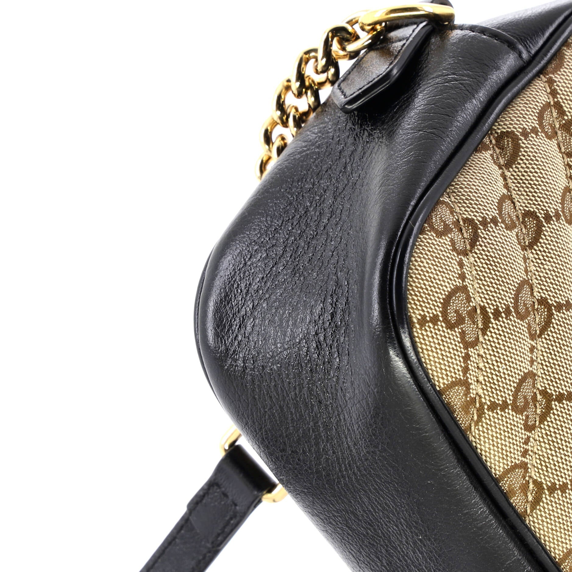 GG Marmont Shoulder Bag Diagonal Quilted GG Canvas with Leather Small